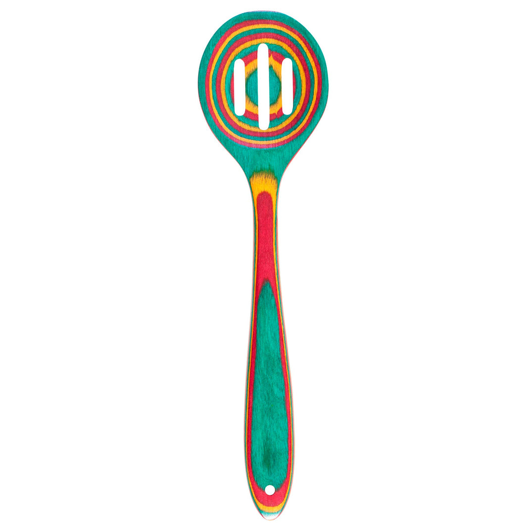 TB Essentials Colorful Wooden Slotted Spoon