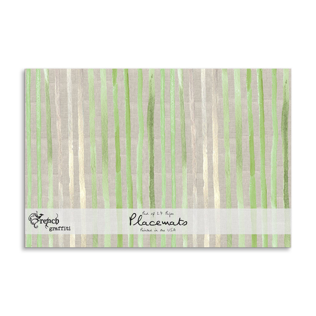 Green Stripes Paper Placemats