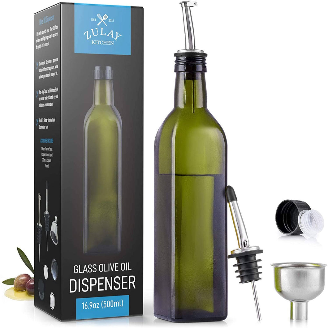 Grn. Olive Oil Dispenser Bottle For Kitchen 16.9 oz