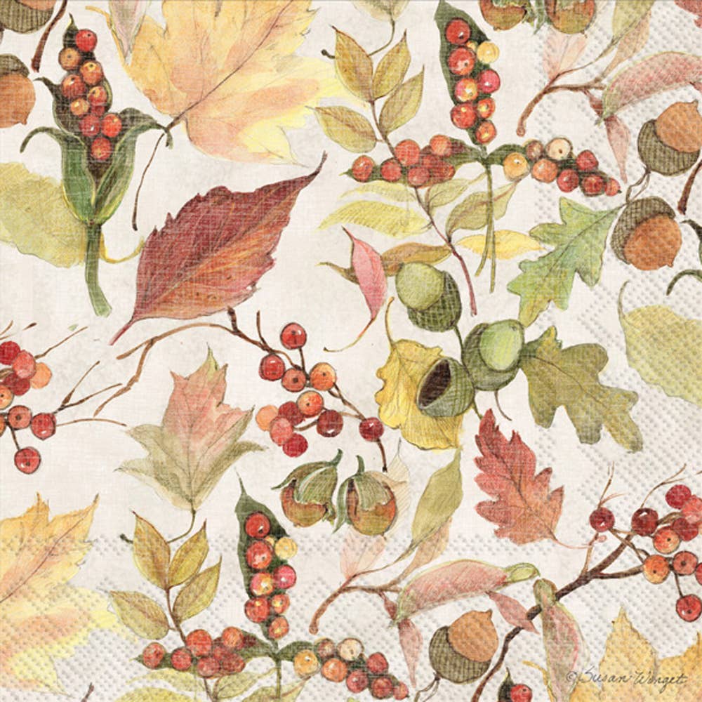 Leaves And Berries Paper Cocktail Napkins Fall