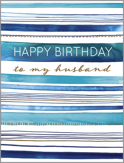 Birthday Greeting Card - Husband Blue Stripes
