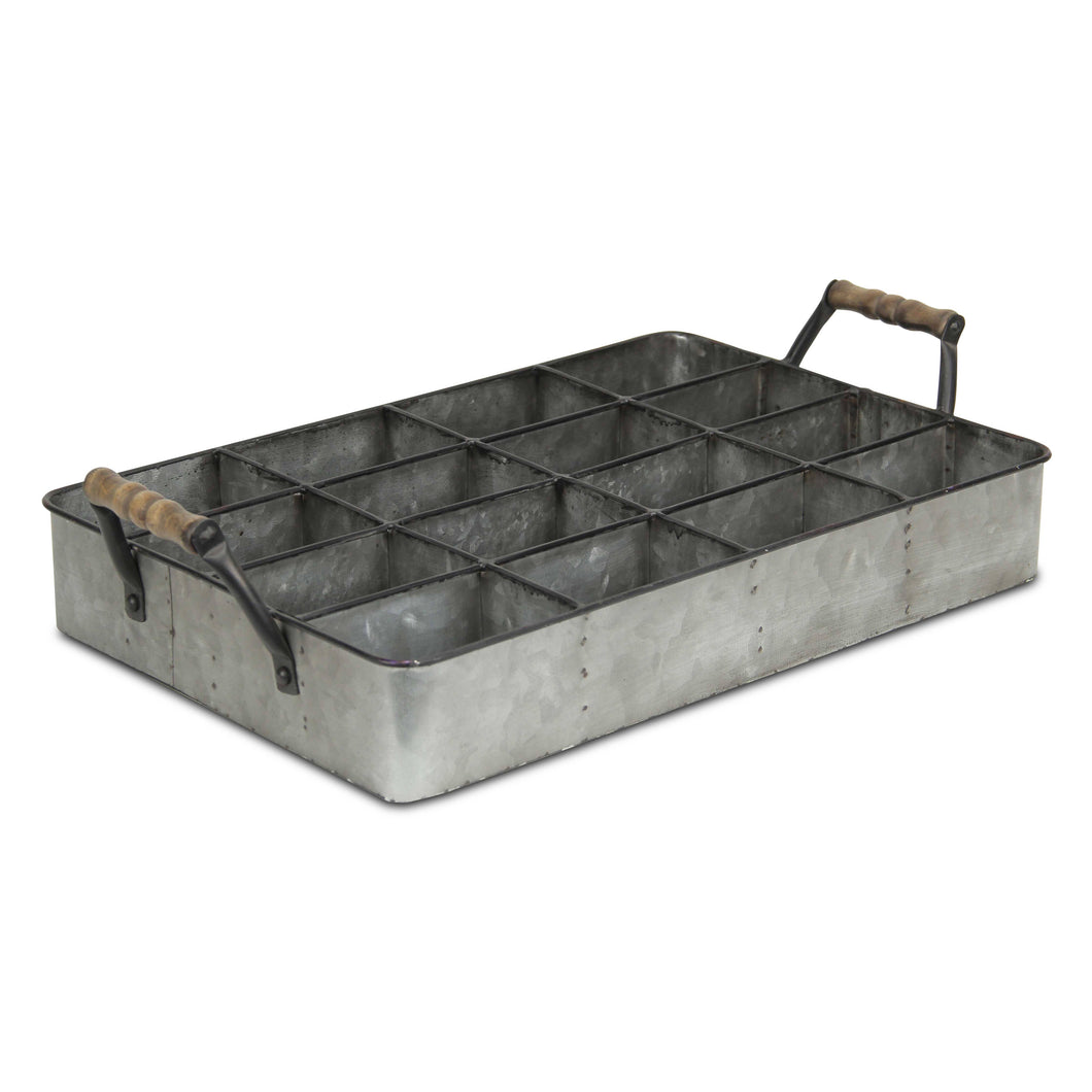 16 Compartment Metal Caddy with Side Handles