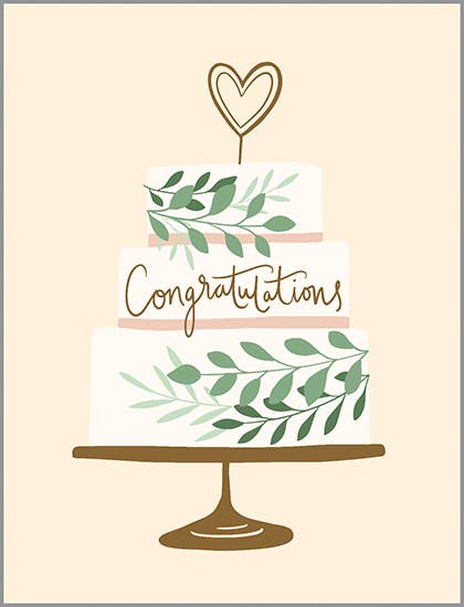 Wedding Greeting Card - Heart a Top Cake