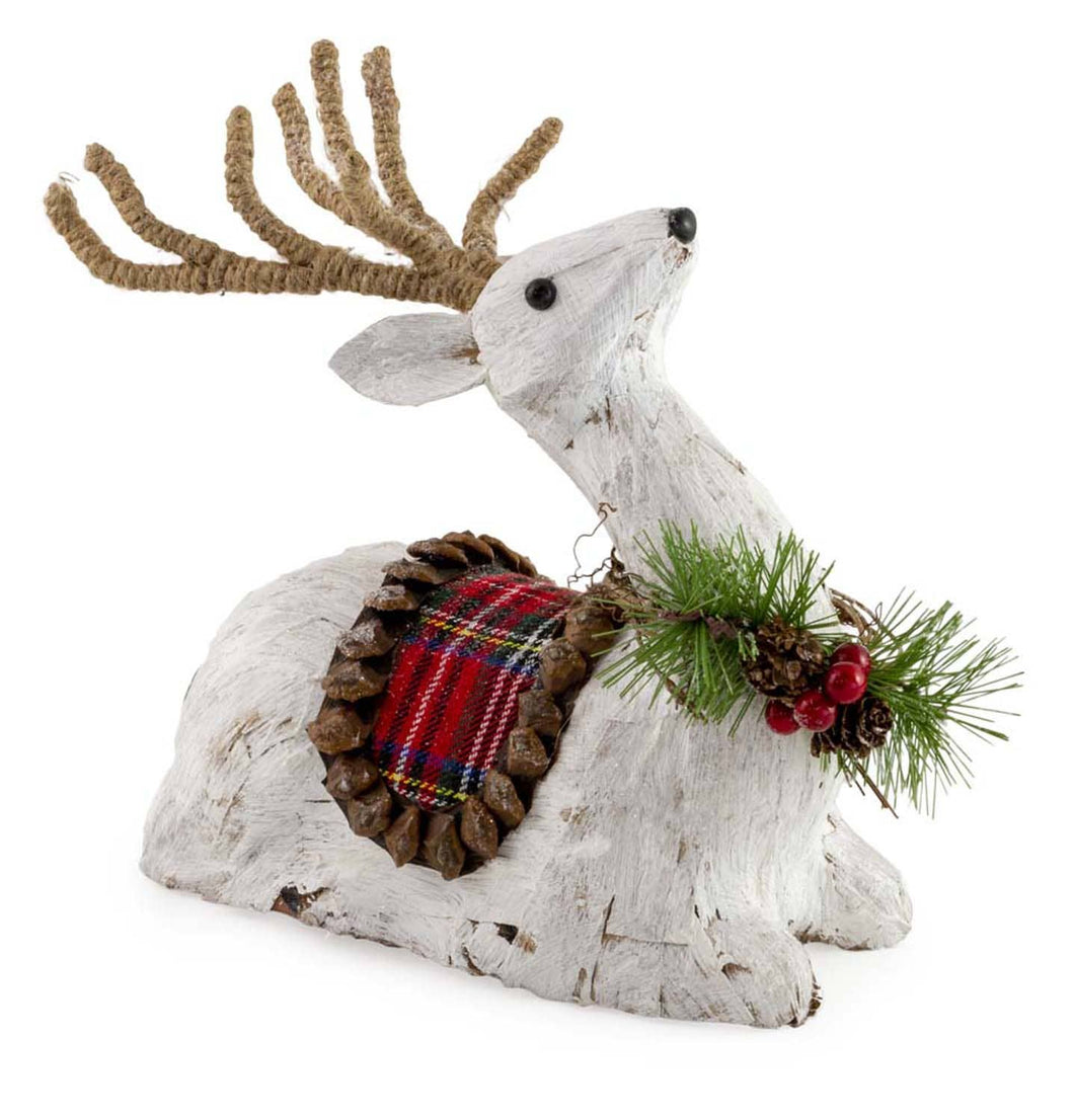 Gurri White Deer Sitting Christmas Accent