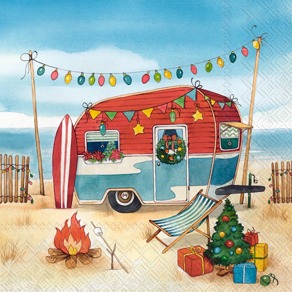 Camping At The Sea Holiday Paper Lunch Napkins