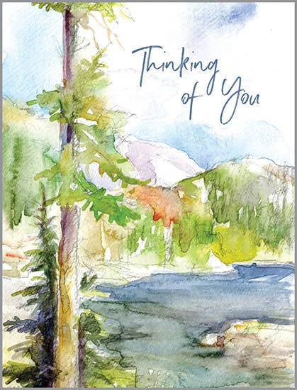 With Scripture Thinking of You Card - Lake and Mountain